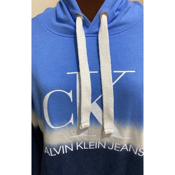 Calvin Klien Tie-Dye Monogram Logo Pullover Cropped Hoodie Size Medium - Picture 3 of 7